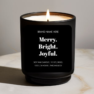 Christmas Candle Label   Merry Bright Joyful