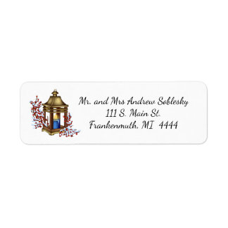 Christmas Candle Lamp Return Address Label