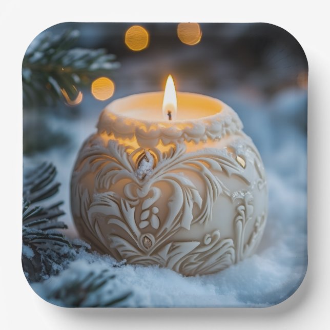Christmas Candle Paper Plate (Front)