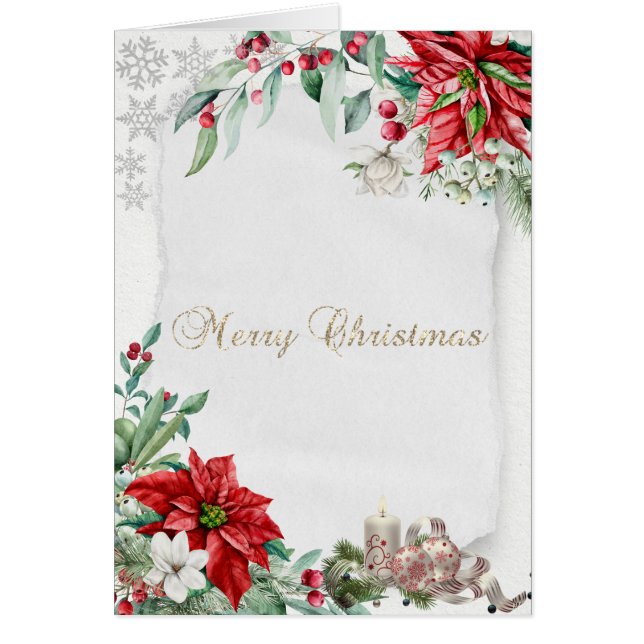 Christmas Candle ,Snowflakes,Poinsettia Christmas (Front)