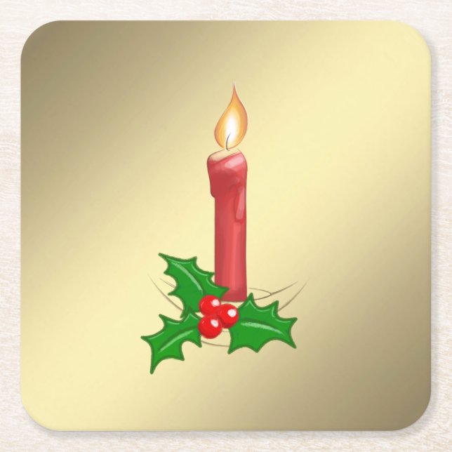 Christmas Candle Square Paper Coaster (Front)