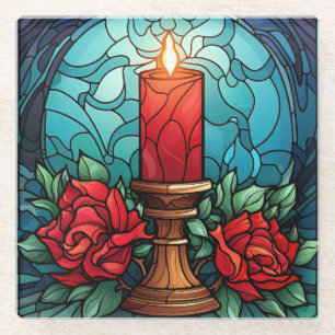 Christmas Candle Stained Glass Coaster