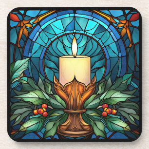 Christmas Candle Stained Glass Coaster