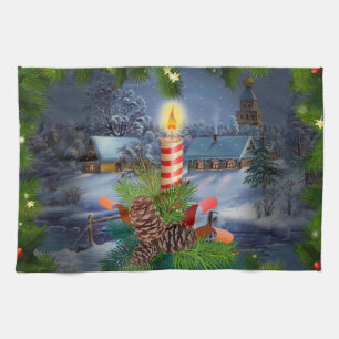 Christmas candle tea towel