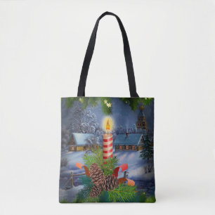 Christmas candle tote bag