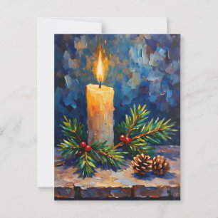 Christmas Candle with Pine Postcard