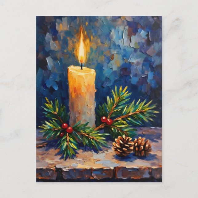 Christmas Candle with Pine Postcard (Front)