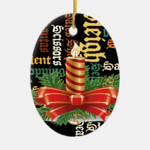 Christmas Candle Word Art Collection Ceramic Tree Decoration
