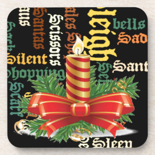 Christmas Candle Word Art Collection Coaster