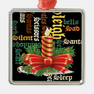 Christmas Candle Word Art Collection Metal Tree Decoration