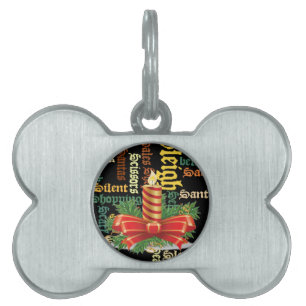 Christmas Candle Word Art Collection Pet Tag