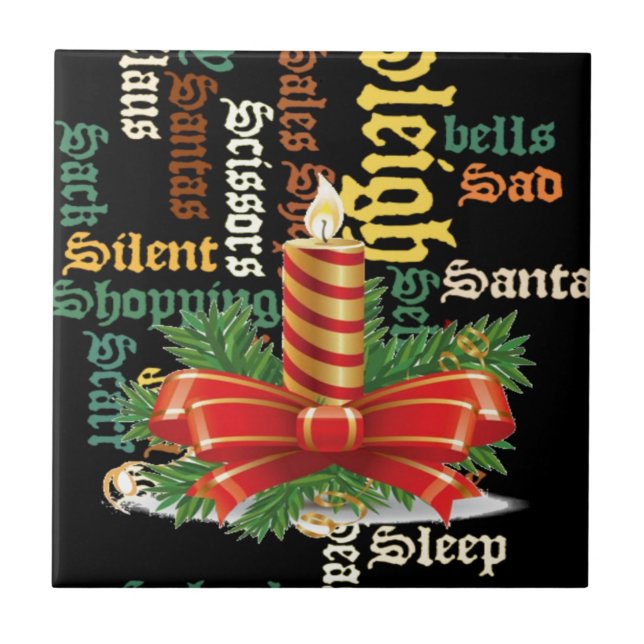 Christmas Candle Word Art Collection Tile (Front)