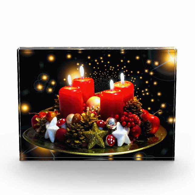 Christmas Candle Wreath Decoration Photo Block (Front)