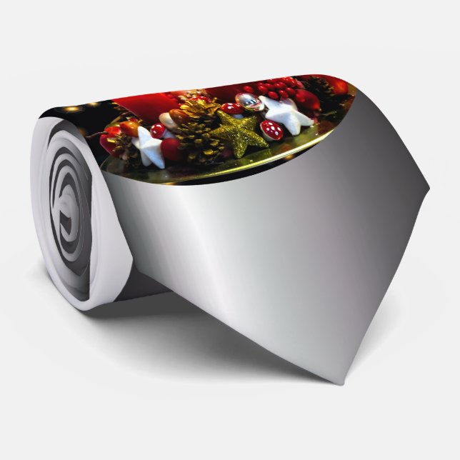 Christmas Candle Wreath Decoration Tie (Rolled)