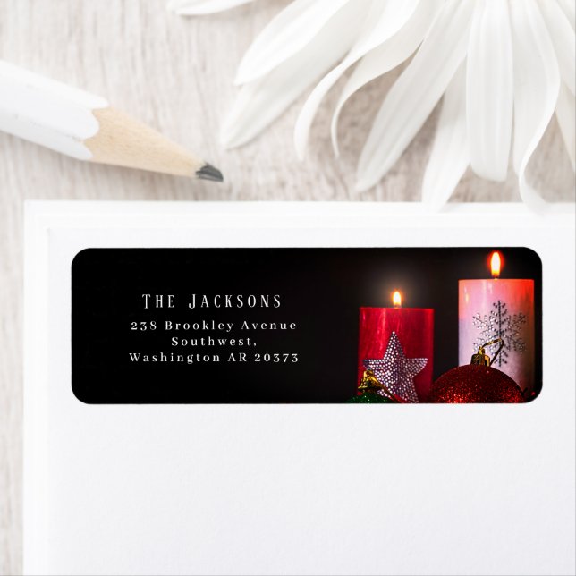Christmas Candlelights Ornaments Return Address (Insitu)