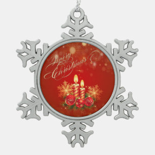 Christmas Candles, Balls, Snowflakes Snowflake Pewter Christmas Ornament