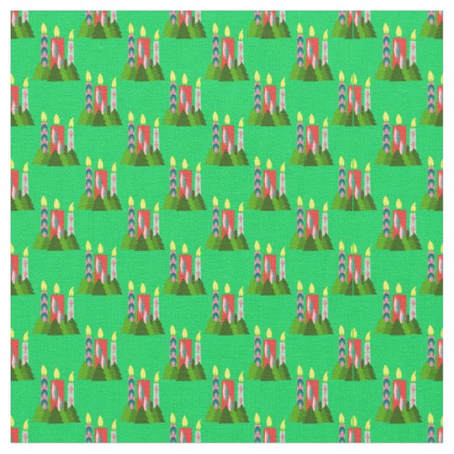 Christmas Candles  Fabric (Close Up)