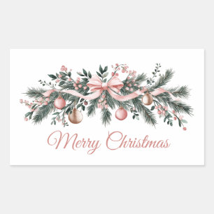 Christmas candles floral pine cone Bouquet Rectangular Sticker