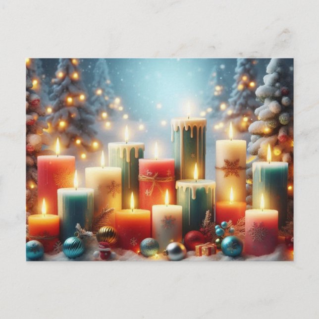Christmas candles holiday postcard (Front)