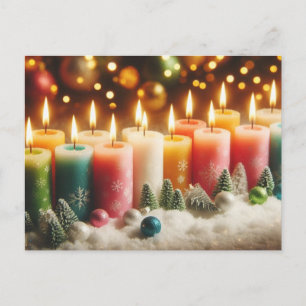 Christmas candles holiday postcard