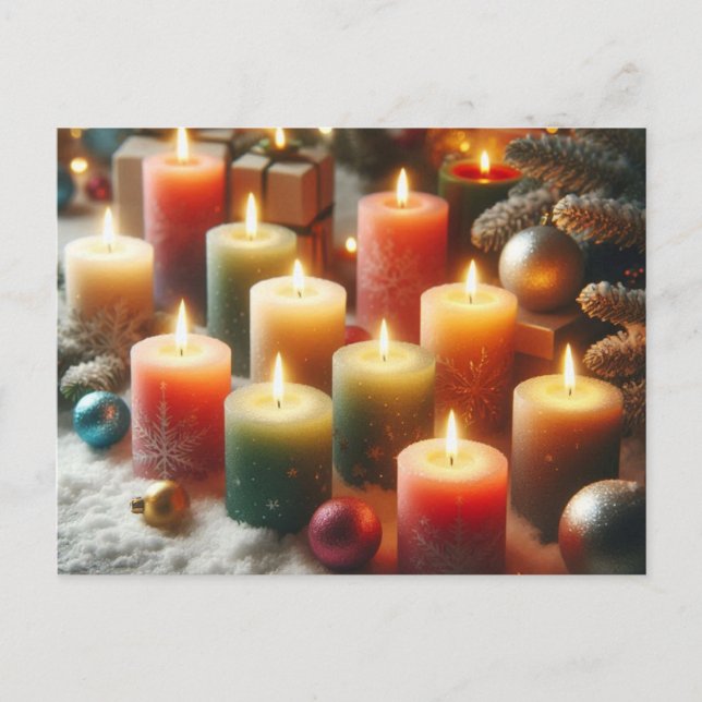 Christmas candles holiday postcard (Front)
