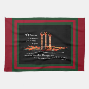Christmas Candles, Isaiah 9:6 Tea Towel