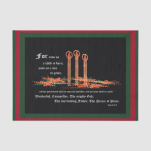 Christmas Candles, Isaiah 9:6 Tissue Paper