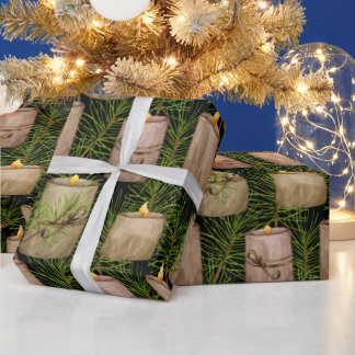 Christmas Candles on the Christmas Tree Wrapping Paper
