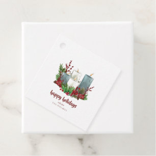 Christmas Candles with Flowers and Berries Favour Tags