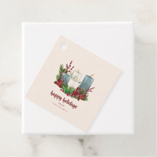 Christmas Candles with Flowers and Berries Favour Tags