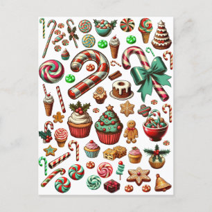 Christmas Candy And Sweet treats clipart Postcard