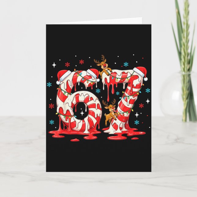 Christmas Candy Cane 67 Meme Six Seven Funny Boys  Card (Front)