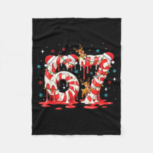 Christmas Candy Cane 67 Meme Six Seven Funny Boys Fleece Blanket
