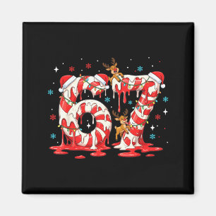 Christmas Candy Cane 67 Meme Six Seven Funny Boys Magnet