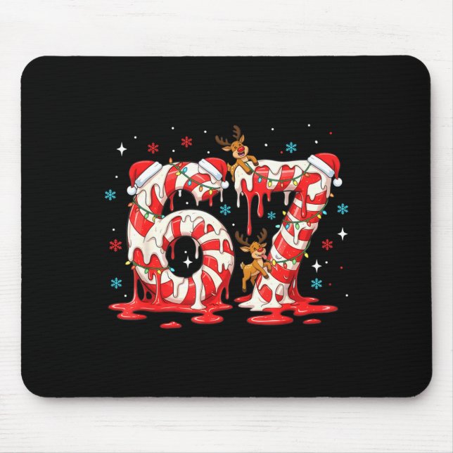 Christmas Candy Cane 67 Meme Six Seven Funny Boys  Mouse Pad (Front)
