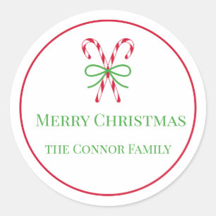 Christmas Candy Cane Classic Round Sticker