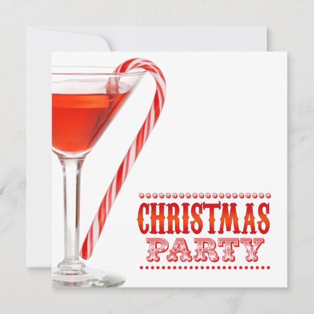 Christmas Candy Cane Cocktail Party Invitation (Front)