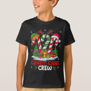 Christmas Candy Cane Crew Black Crew Neck Long Sle T-Shirt