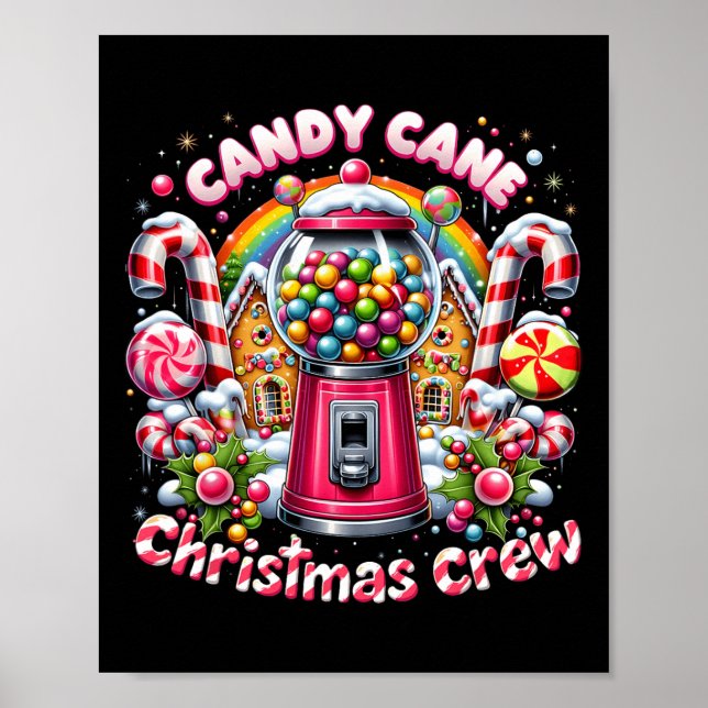 Christmas Candy Cane Crew House Candy Security Can Poster (Front)