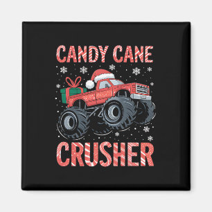 Christmas Candy Cane Crusher Xmas Monster Truck To Magnet