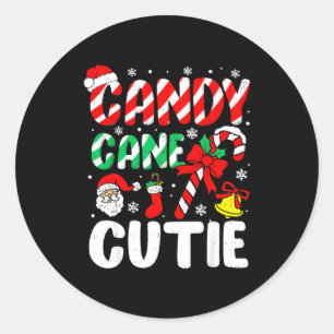 Christmas Candy Cane Cutie Xmas Holiday Toddler Ki Classic Round Sticker