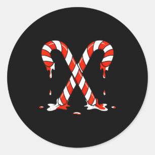 Christmas Candy Cane Drip Boys Girls Kids  Classic Round Sticker