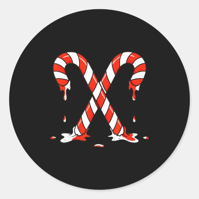 Christmas Candy Cane Drip Boys Girls Kids  Classic Round Sticker (Front)