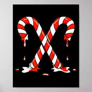 Christmas Candy Cane Drip Boys Girls Kids  Poster