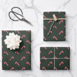 Christmas candy cane fir green red cute elegant wrapping paper sheet<br><div class="desc">Christmas red,  white and fir green modern simple cute candy cane pattern gift Wrapping Paper Sheets.
Red and white candy cane pattern,  fir green background.
Great for Christmas and the holiday season.</div>