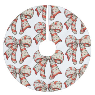Christmas Candy Cane Girly Coquette Bow Xmas Brushed Polyester Tree Skirt