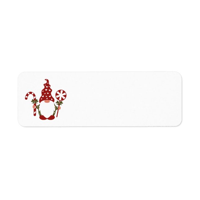 Christmas Candy Cane Gnome Address Labels (Front)