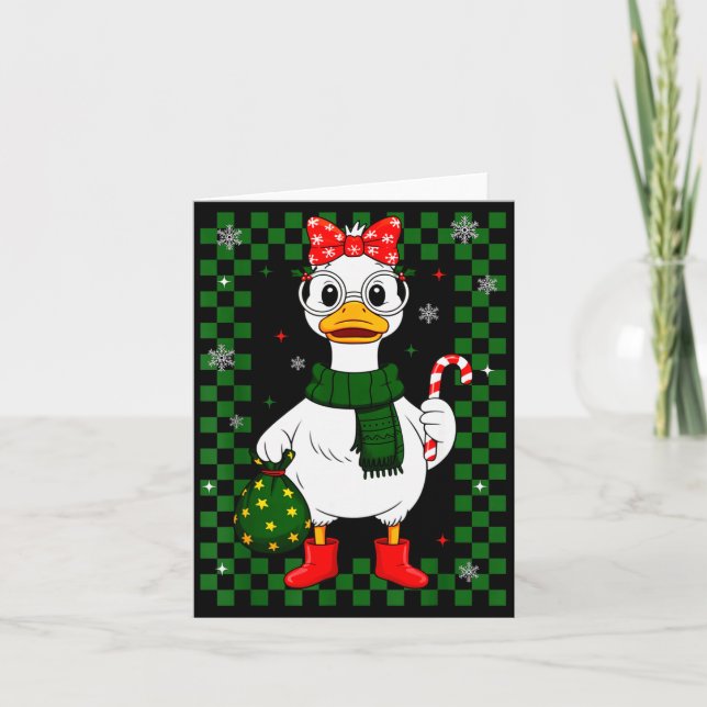 Christmas Candy Cane Goose Matching Couple Xmas Bo Card (Front)