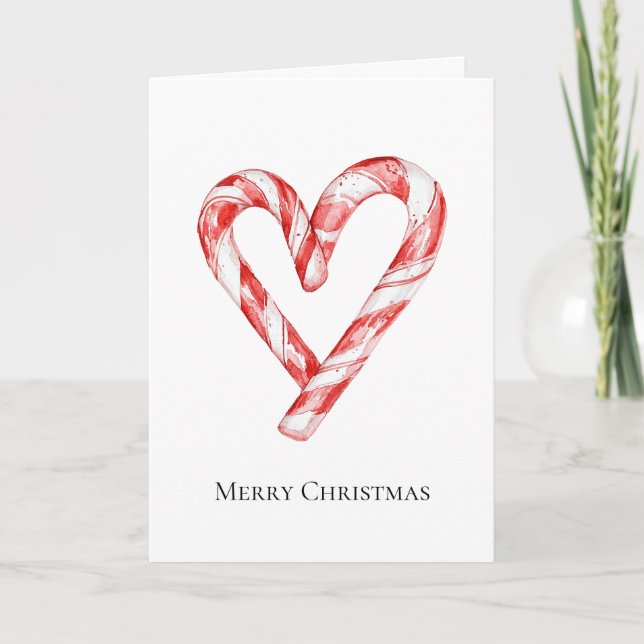 Christmas Candy Cane Heart Card (Front)