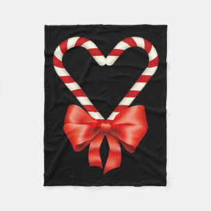 Christmas Candy Cane Heart For Children Men Women  Fleece Blanket
